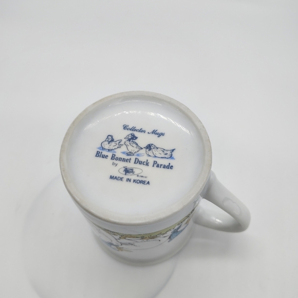 Vtg Blue Bonnet Duck Parade Coffee Mug 1985 County Blue Cottagecore Primitive - Picture 5 of 5